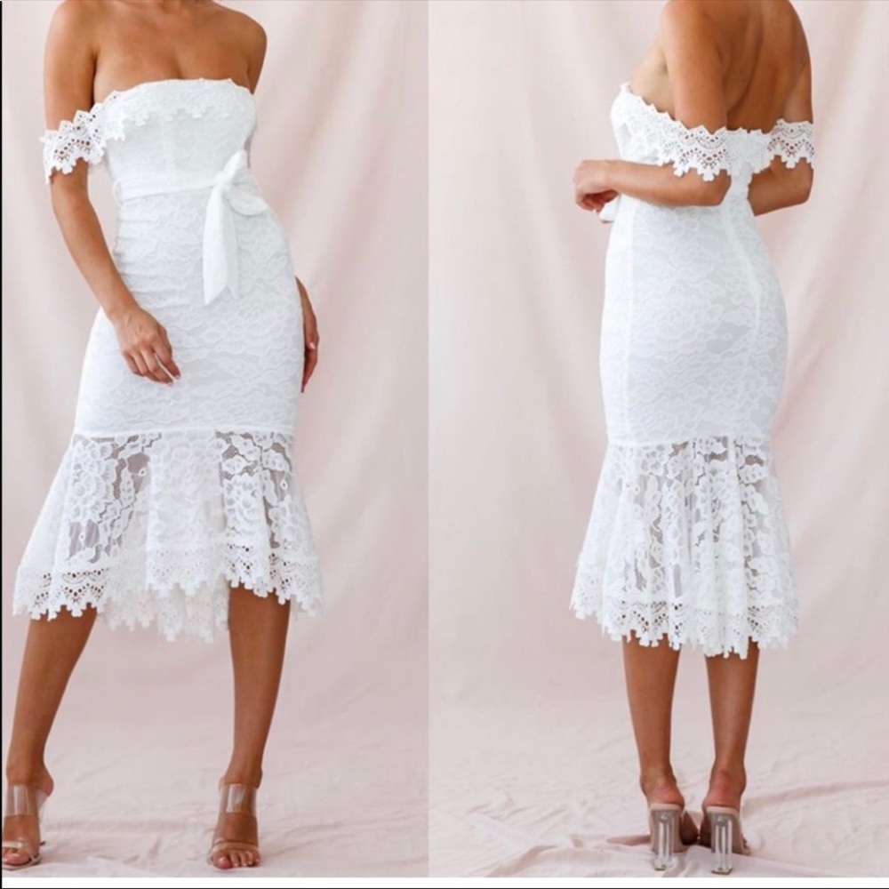 White lace dress- perfect for bridal shower